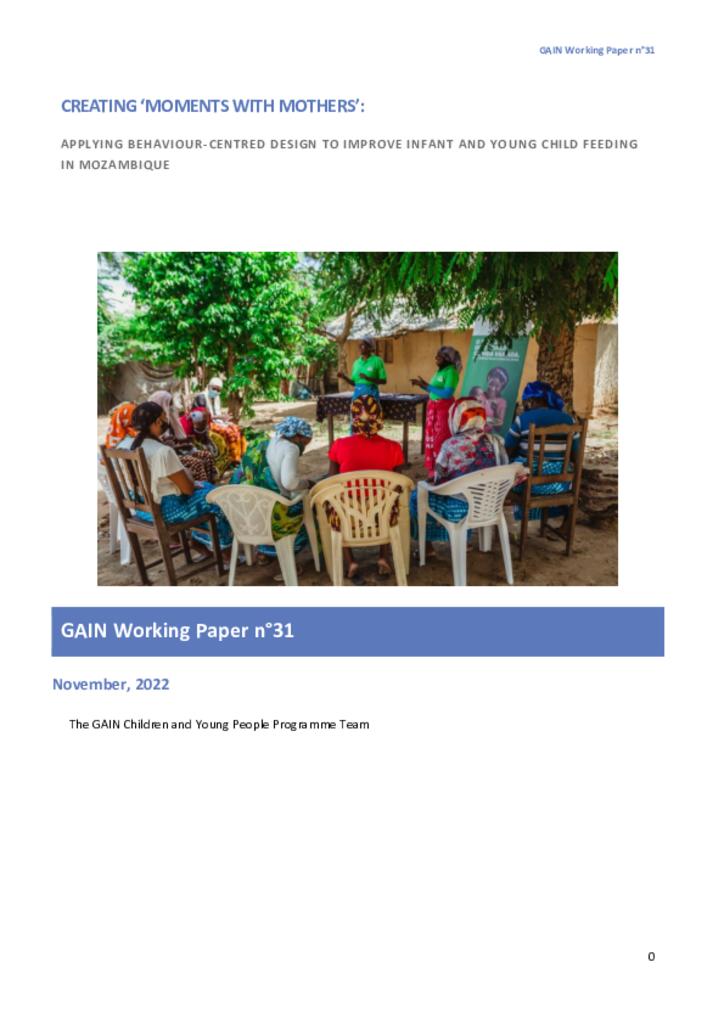 GAIN Working Paper Series 31 - creating "moments with mothers"