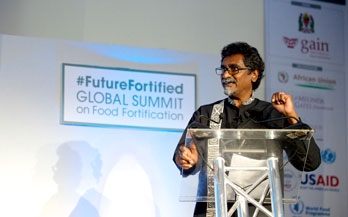 Jay Naidoo, Chairman of the GAIN Board of Directors, speaking at the Summit