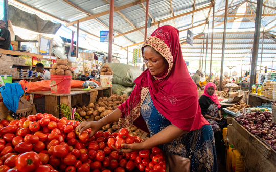 a-lady-picking-tomatoes-in-a-market-stall. a-lady-picking-tomatoes-in-a-market-stall.
